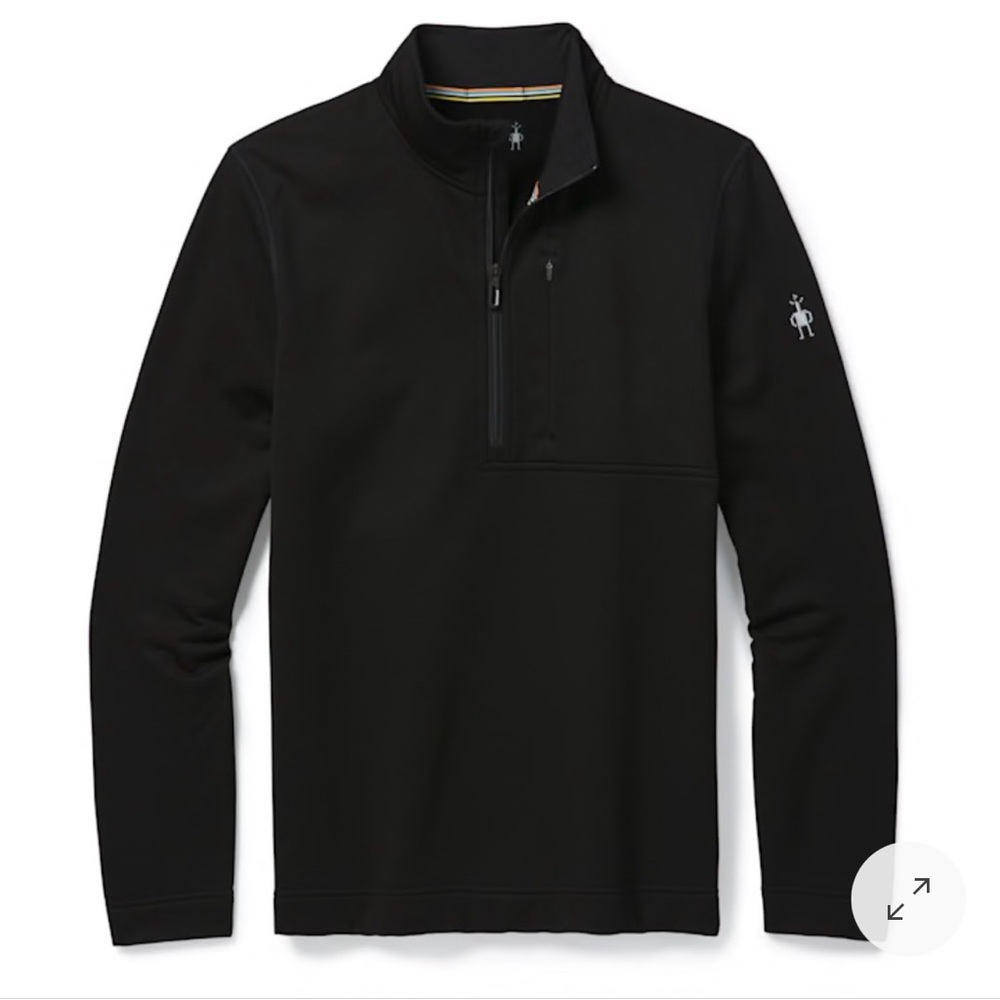 SMARTWOOL Men’s Merino Sport Fleece 1/2 Zip Pullover, Black, Medium